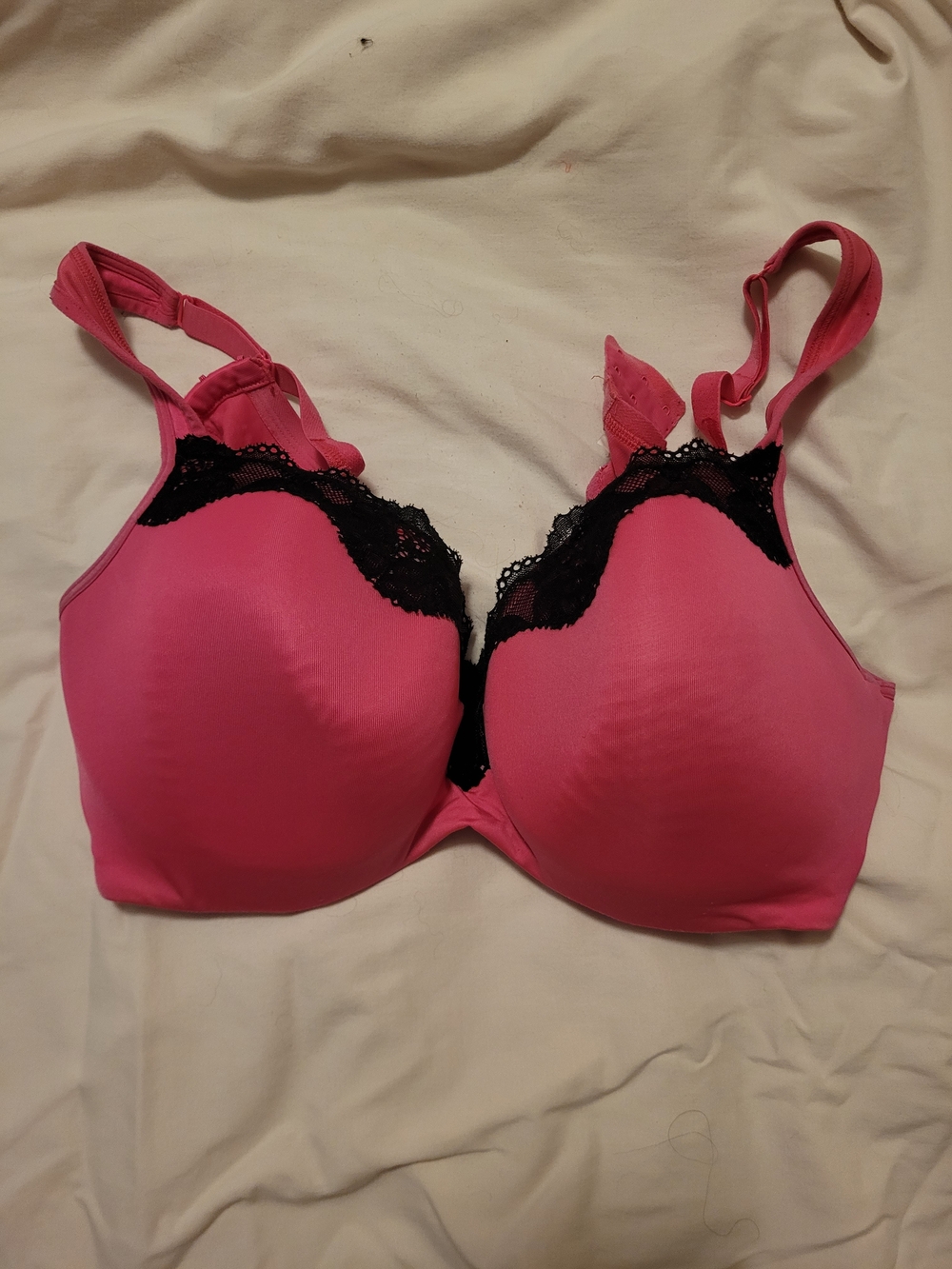 Cacique Pink Bra with Black Lace Accent